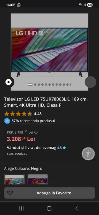 Tv LG 75inch 189cm diagonala