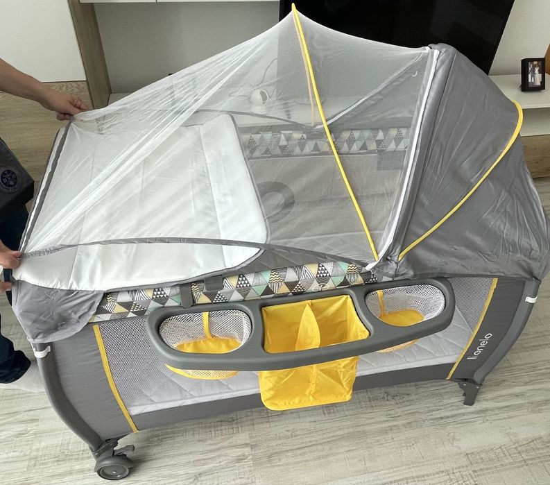 Patuț pliant Lionelo Sven Plus + Saltea (Neutilizat)