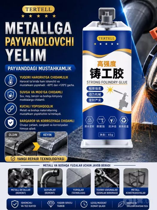 Sovuq payvandlash 85 g ikki komponentli shpritsda

 TERTELL epoksi yop