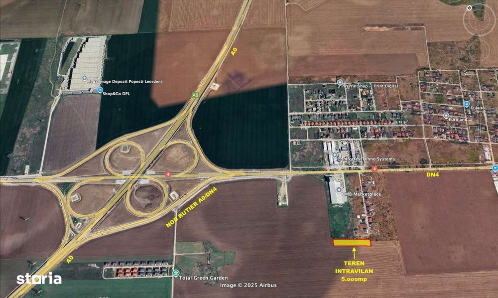 2.5oomp teren Popesti Leordeni, A0/DN4, utilitati, DESCHIDERE TRIPLA