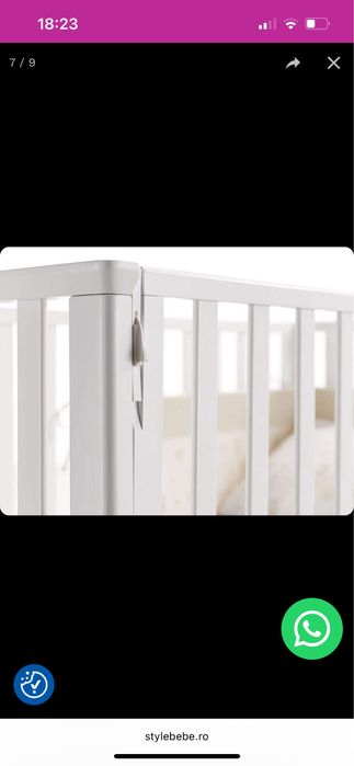 Patut Cosleeping Contact Art cu 2 laterale culisante Azzurra Design 3 in 1 cu saltea si suport antireflux, 116x62