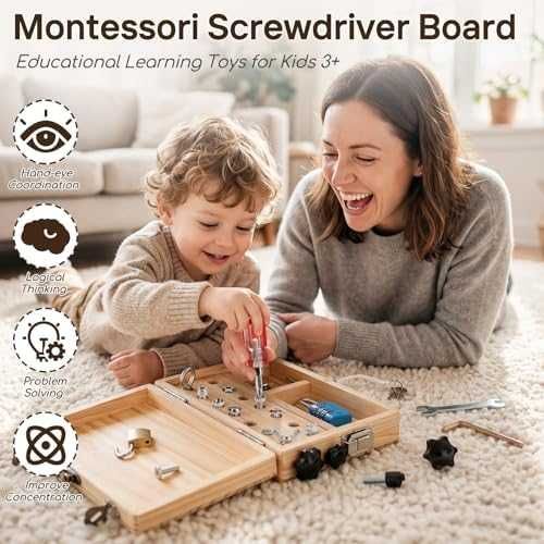 Нова Детска образователна дървена Монтесори играчка с отвертки ключалки и ключове