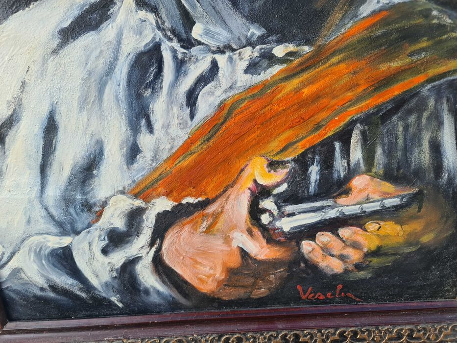 Tablou vechi Fidel Castro 70 cm  semnat