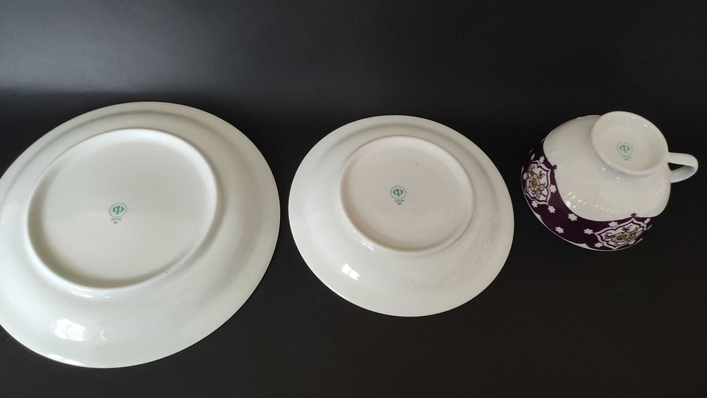 Порцеланов троен сет за чай/дълго кафе