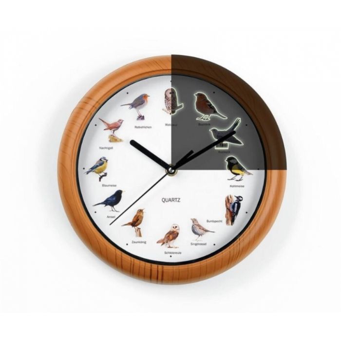 Стенен часовник с автентични птичи песни – природа във всеки час