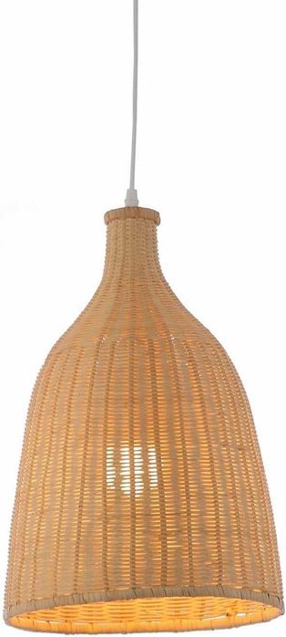 LOFOB Бохо ръчно изработена лампа от естествен плетен ратан