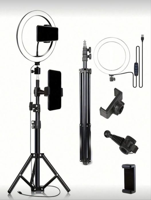 Трипод със светещ  ринг и стойка за телефон
