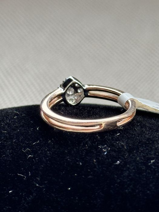 Inel aur roz 14kt 2.86gr + diamant natural 0.2kt wp1