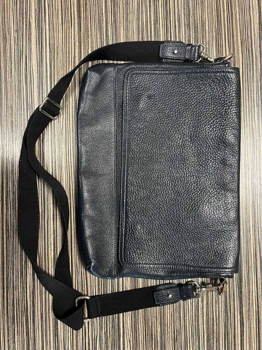 Geantă bărbătească Musette – piele naturală, albastru închis