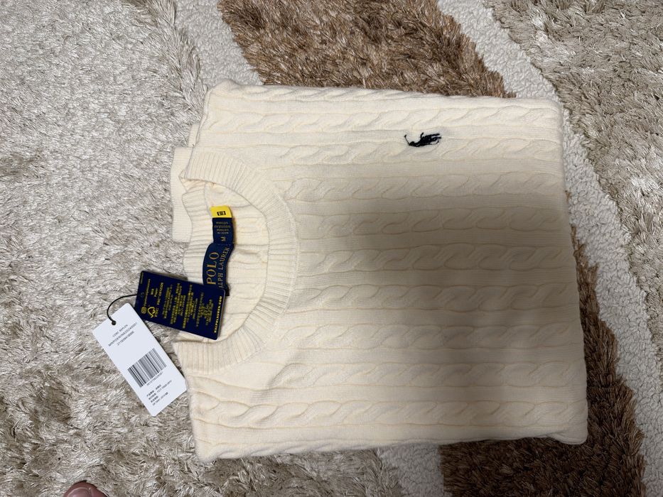 Pulover Polo Ralph Lauren Cable-Knit Alb / Cream - Nou cu Etichetă