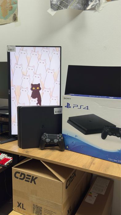 Sony PlayStation 4 Slim 1Tb, 2 геймпада 13 игр в подарок