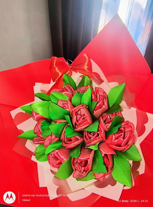 Букет тюльпанов из атласных лент