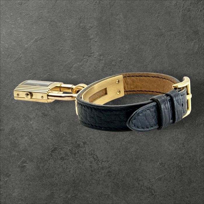 Hermès Kelly Lock Black & Gold (1990s) Дамски часовник 2в1