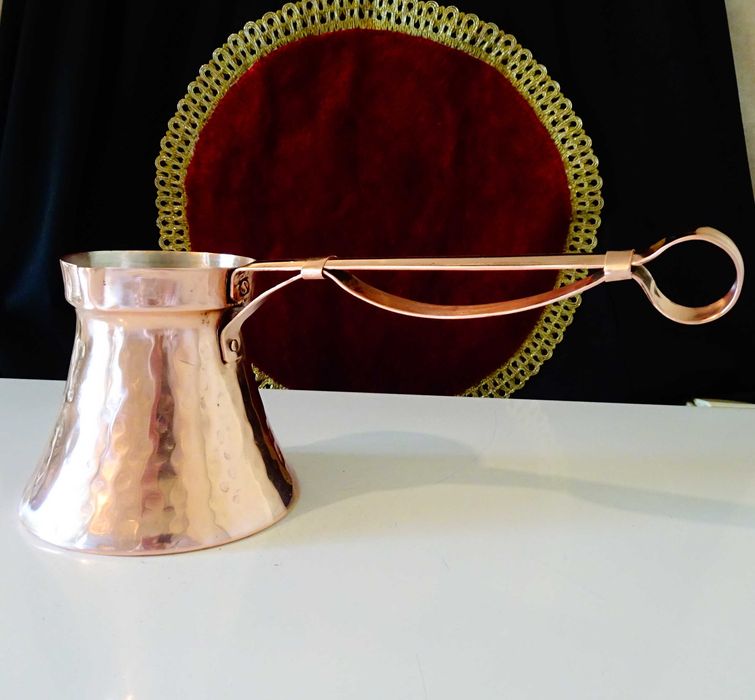 Медно джезве 650 мл.,дълга медна дръжка.