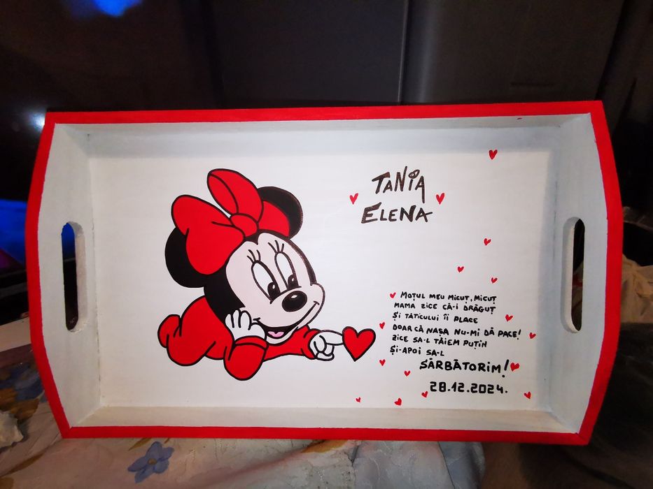 Tava moț / set taviță moț /  tavita turta personalizată pictată