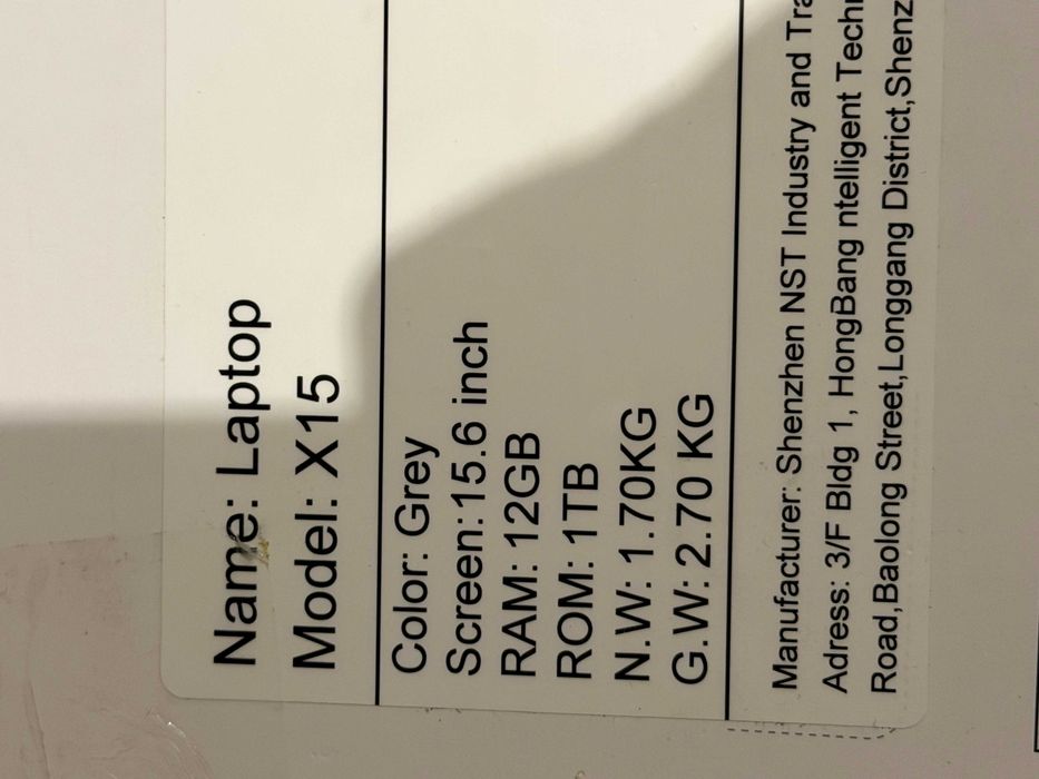 Laptop SGIN X15, 15.6 inch, 1TB ssd, 12gb ram NOU