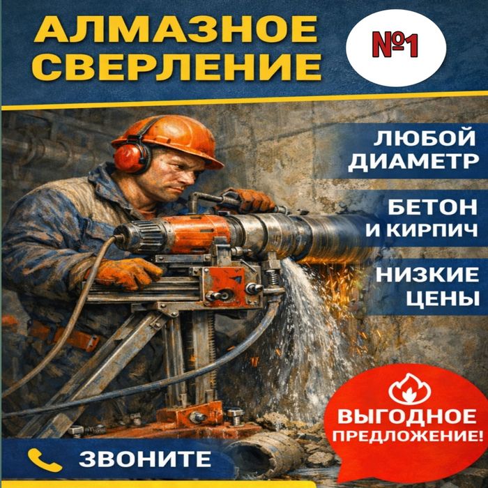 Алмазное сверление отверстий сухое мокрое