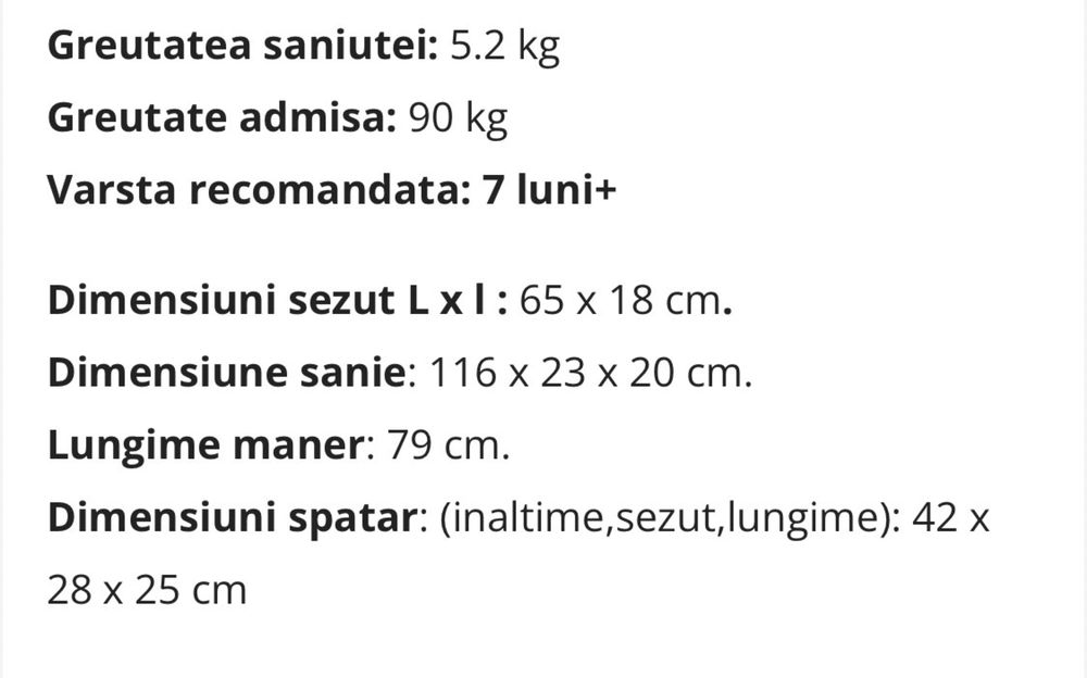 Sanie piccolino cu maner si sac detasabil