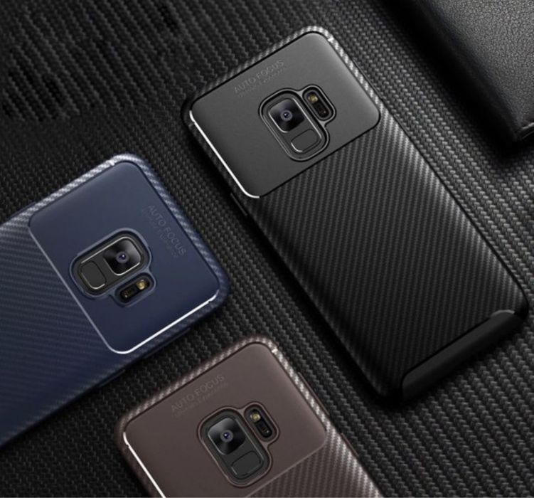 Husa TPU Carbon Neagra Stripe Case - Samsung S9 S9 Plus S10 S10 Plus