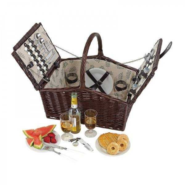 NOU Cos picnic Richmond Park, rachita, 4 persoane, elegant, complet echipat ideal cadou
