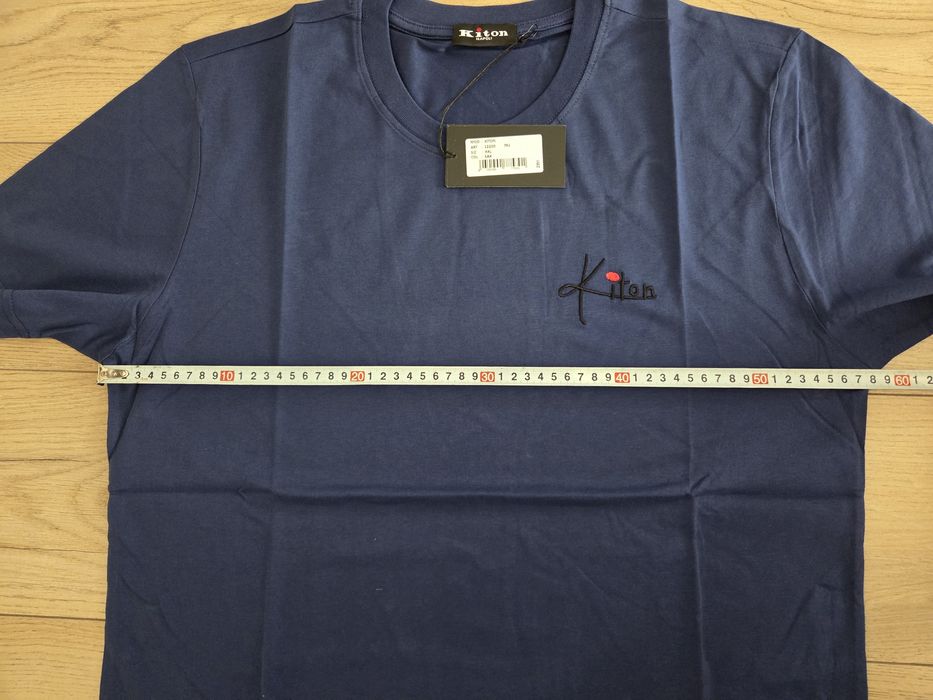 Tricou albastru Kiton cu logo brodat