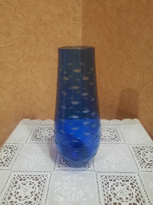 Ленинградский ЗХС, Винтажная ваза "Березка". Цветное стекло, алмазная