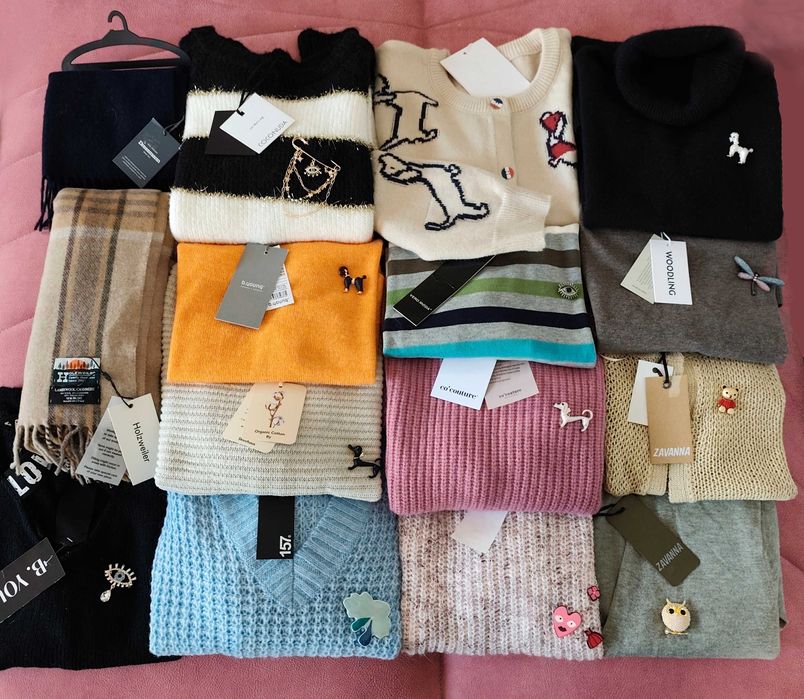 Пуловери нови с етикет - кашмир, ангора, камилска вълна, с брошки