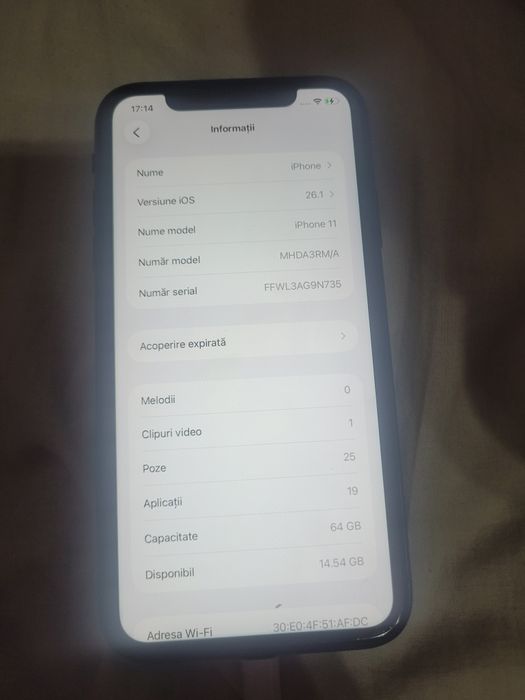 IPhone 11 starea bateriei 100% folosit câteva zile accept orice test.