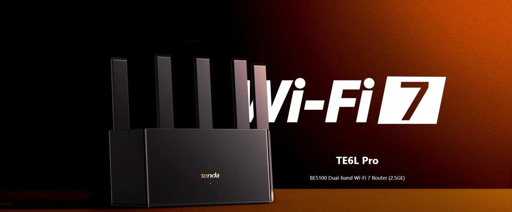 Router Wireless TENDA TE6L PRO Wi-Fi 7 BE5100 4300Mbps Gigabit Wan 2.5 Gbps, 3 LAN, 5 antene Sigilat garantie