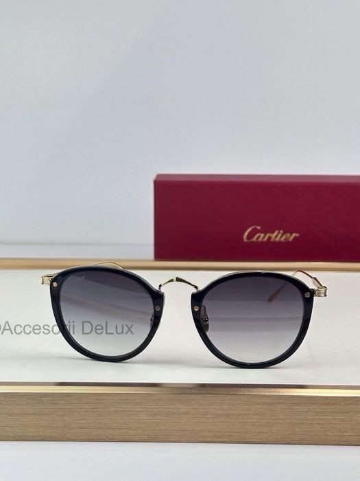 Ochelari de Soare Cartier CT0014S Noi Full Box  Gold/Black