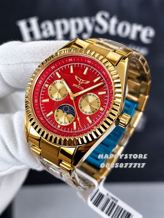 INVICTA Emerald gold red dial unisex 38 mm, Инвикта нов унисекс часовник