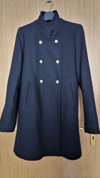 Палто с двуредно закопчаване Zara, черно,   XS