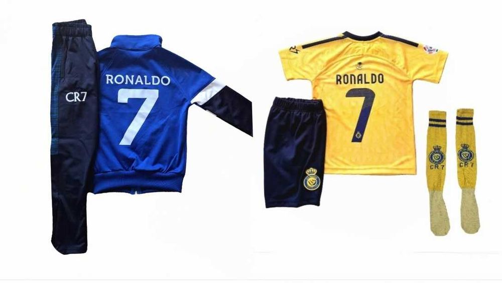 Blue Ronaldo 7 2026 Ал Насър син Детски комплект от 5 части Роналдо