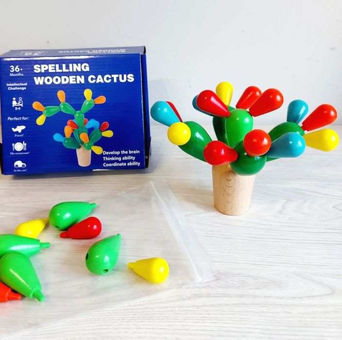 Cactus montessori din lemn