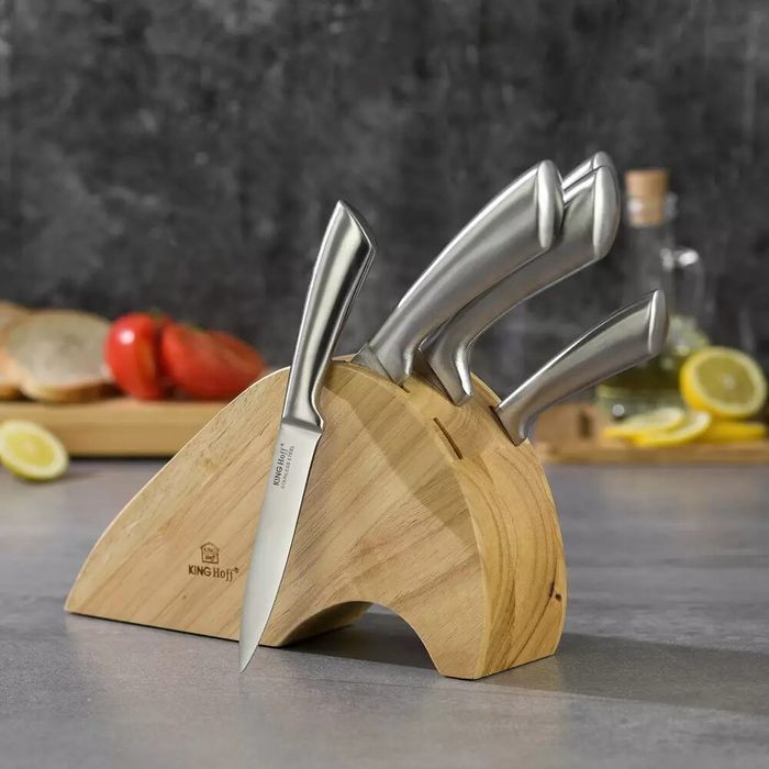 Set cutite din inox, suport lemn, 6 piese, Kinghoff