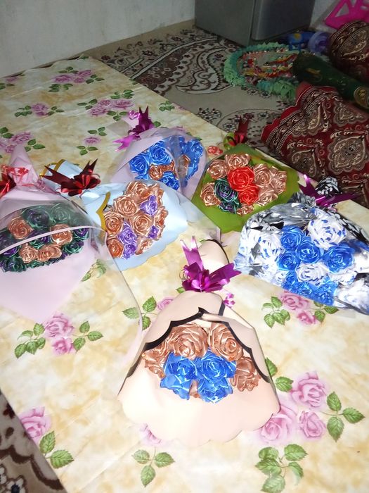 Вечные цветы из атласных лент