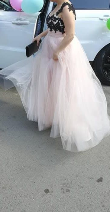 Бална рокля розово с черно