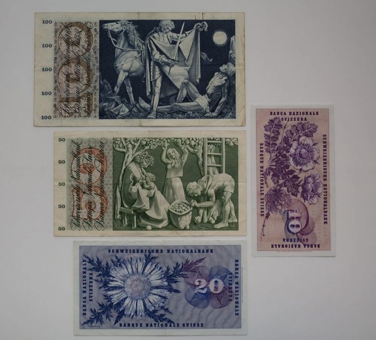 Lot 4 bancnote Franci Elvetia CHF