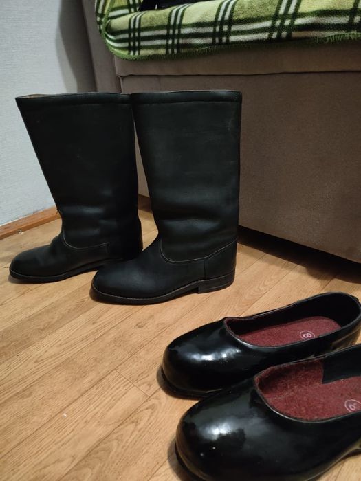 Кожанные сапоги + галоши
