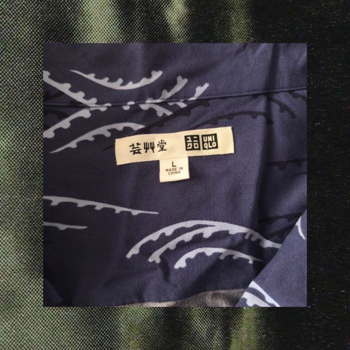 Uniqlo Тъмносиня Къса Риза На Вълни