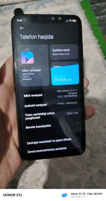 Redmi note 6 pro 3/32 talik