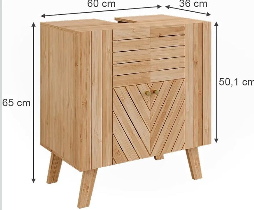 Шкаф за подмивка естествен бамбук 7493