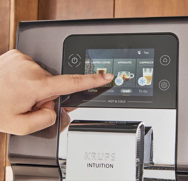 Espressor automat KRUPS Experience Hot&Cold EA879NE0, 1.2l, 1550W, 15 bar, gri-negru