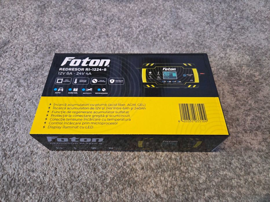 [NOU] Redresor auto inteligent Foton RI-1224-8 | regenerare/desulfatare | 12V/8A , 24V/4A