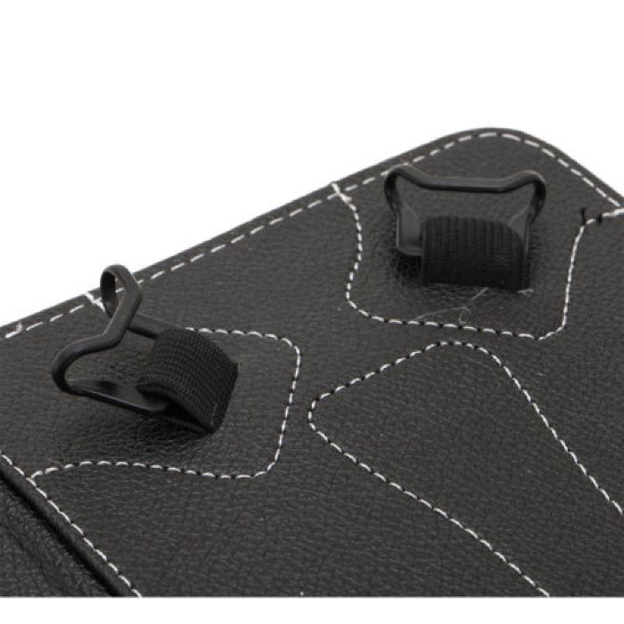 Кожен калъф с кирилизирана клавиатура за таблет 7 инча с ластици-Черен