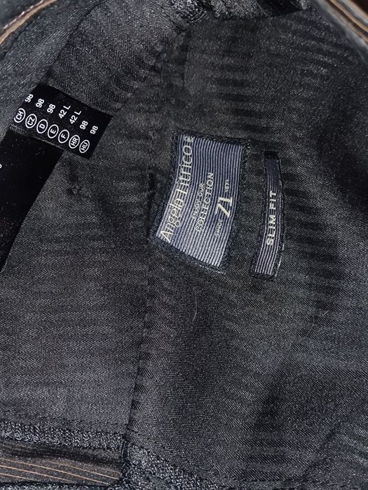 Costum bărbătesc Angelo Litrico negru slim fit (sacou+pantaloni) cu d