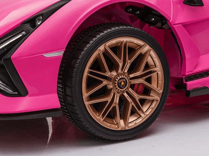 Lamborghini sian 12v – детска акумулаторна кола, розова, eva гуми
