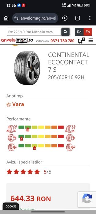 Anvelope CONTINENTAL ECOCONTACT 7S 205/60R16 92H DOT  Dec 2025