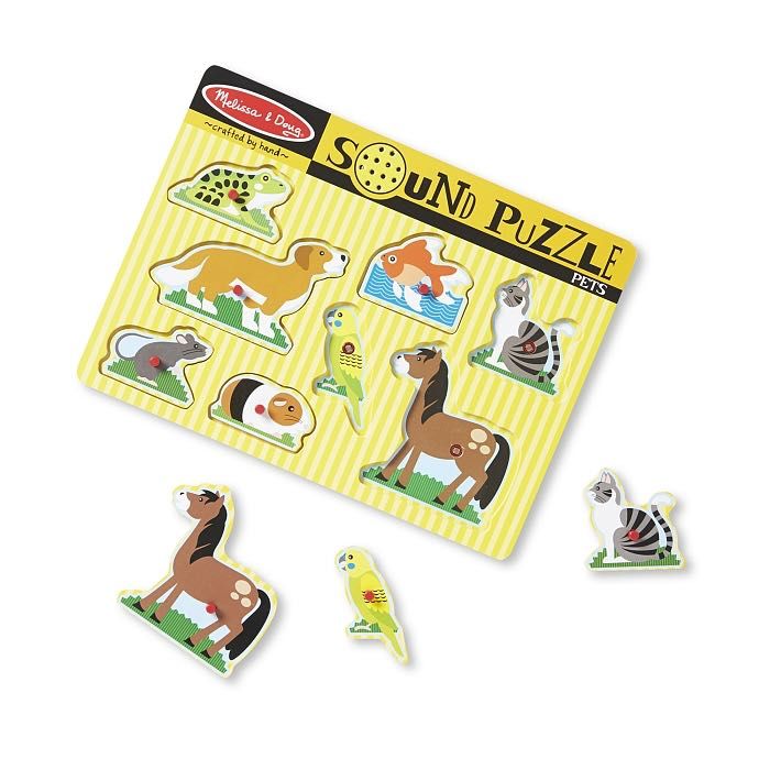Melissa and Doug: Puzzle cu sunete și Tren cu cuburi