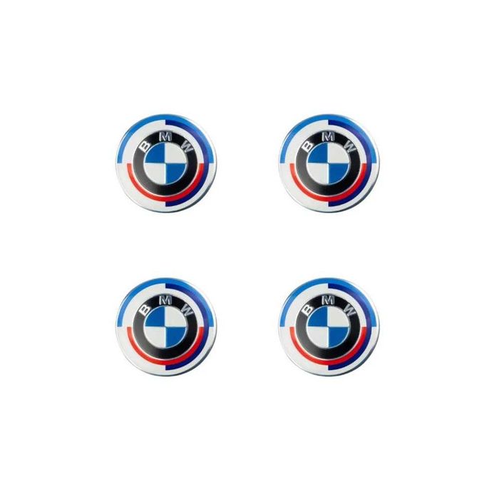 Set 4 Embleme Jante BMW 56mm / 68mm Editie 50 De Ani Capace Roti Sigle